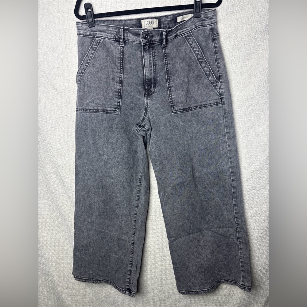 LOGO by Lori Goldstein Gray Wide Leg Jeans